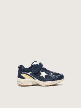 Lightstar Junior in pelle blu e mesh con stella in pelle grigia