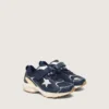 Lightstar Junior in pelle blu e mesh con stella in pelle grigia