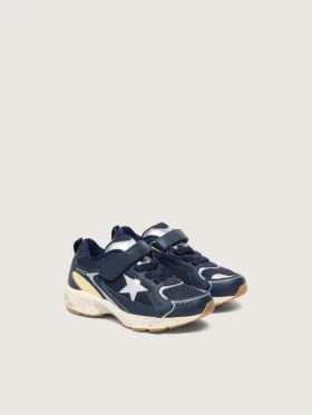 Lightstar Junior in pelle blu e mesh con stella in pelle grigia