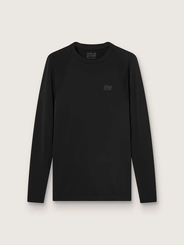 Maglia sportiva da uomo a maniche lunghe nera