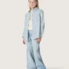 Maglietta da bambina Journey in jersey di cotone bianco con borchie argentate
