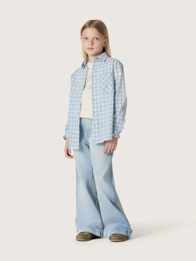 Maglietta da bambina Journey in jersey di cotone bianco con borchie argentate