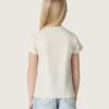 Maglietta da bambina Journey in jersey di cotone bianco con borchie argentate