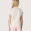 Maglietta da bambina “Star” in jersey di cotone bianco con stella rosa glitterata