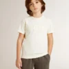 Maglietta da bambino color crema con logo in rilievo