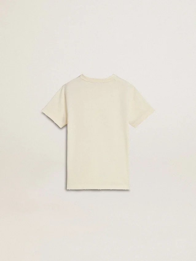 Maglietta da bambino color crema con logo in rilievo