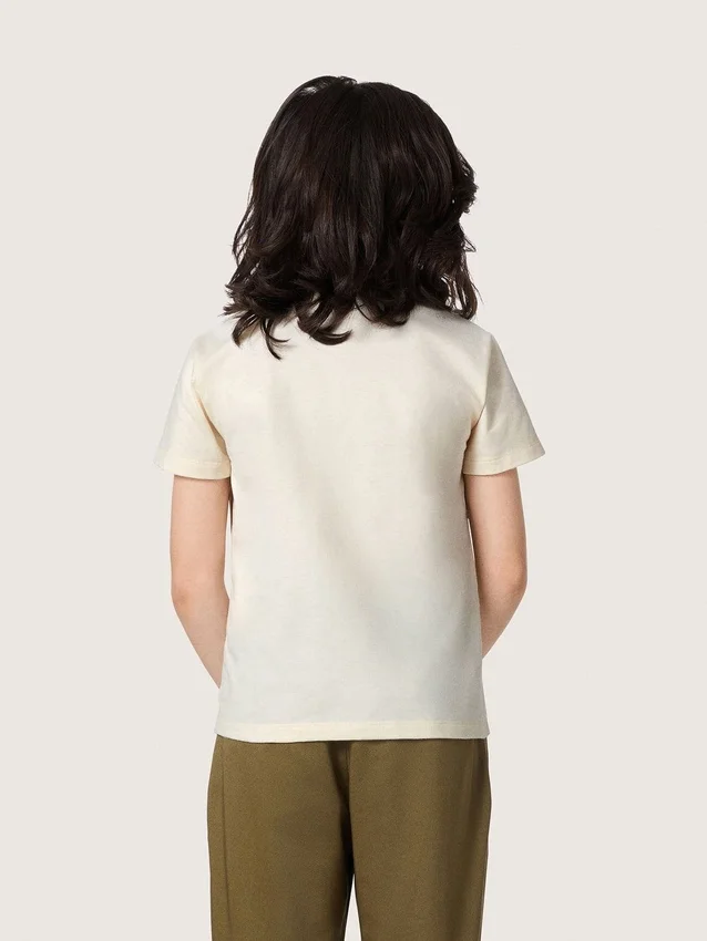 Maglietta da bambino Journey in jersey di cotone bianco con logo