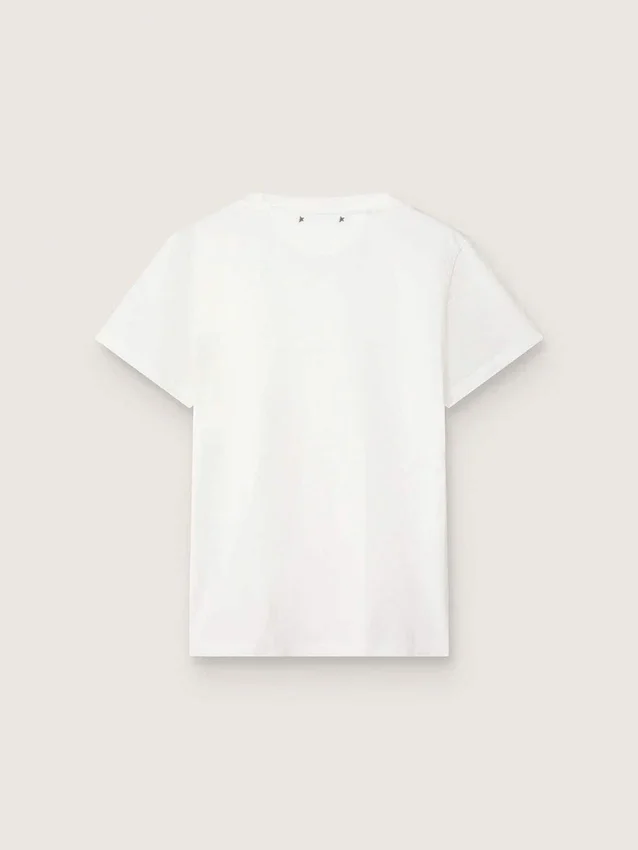 Maglietta da donna slim fit effetto consumato, colore bianco