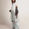 Maglietta da donna slim fit effetto consumato, colore bianco