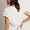 Maglietta da donna slim fit effetto consumato, colore bianco