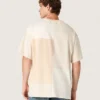Maglietta da uomo in jersey di cotone con effetto patchwork bianco e beige