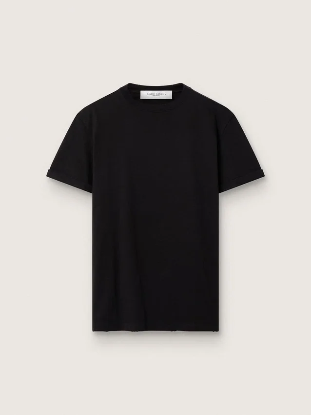 T-shirt da donna dal taglio regolare con effetto consumato, in nero