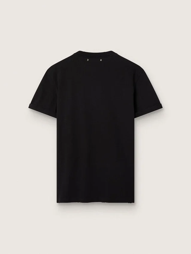T-shirt da donna dal taglio regolare con effetto consumato, in nero