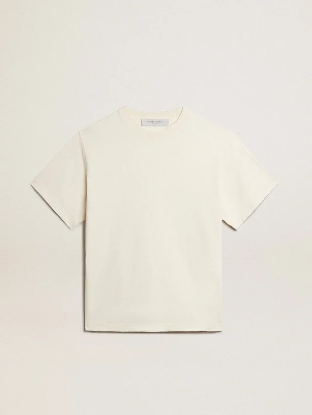 Maglietta in bianco invecchiato con logo rovesciato sul retro - Capsule in jersey