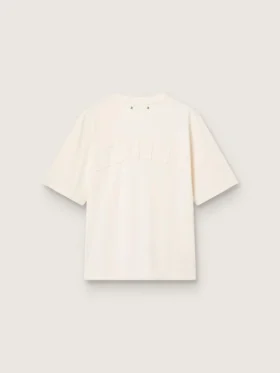 Maglietta in bianco invecchiato con logo rovesciato sul retro – Capsule in jersey