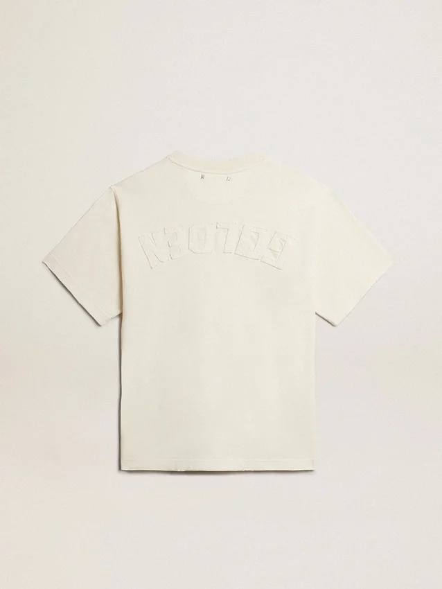 Maglietta in bianco invecchiato con logo rovesciato sul retro - Capsule in jersey