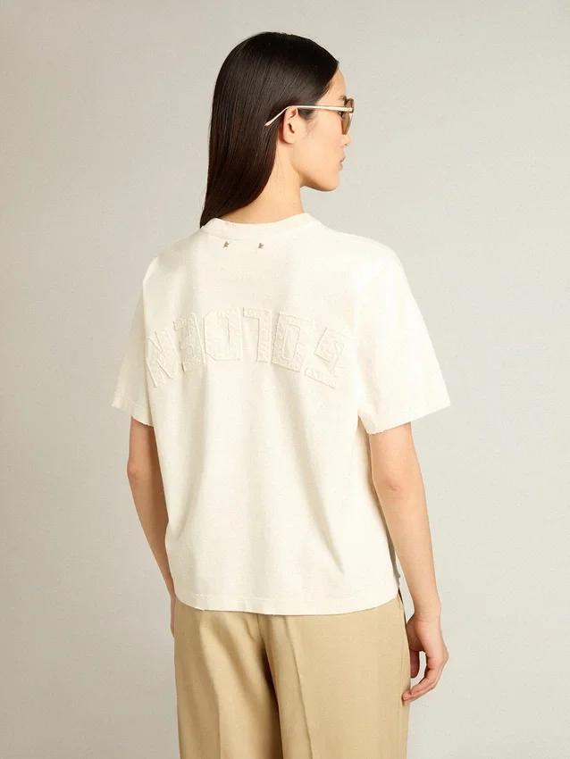 Maglietta in bianco invecchiato con logo rovesciato sul retro - Capsule in jersey