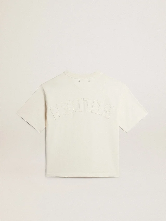 Maglietta in bianco invecchiato con logo rovesciato sul retro - Capsule in jersey