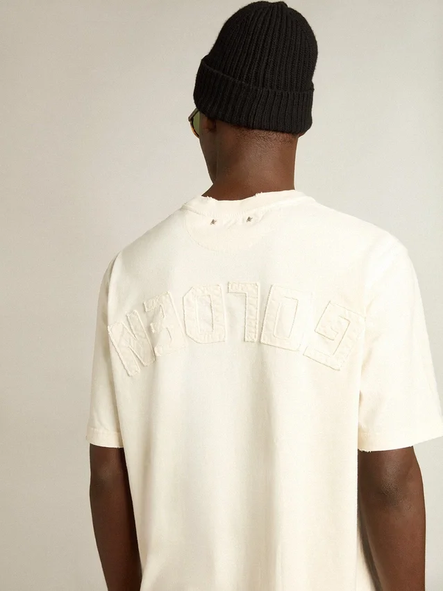 Maglietta in bianco invecchiato con logo rovesciato sul retro - Capsule in jersey