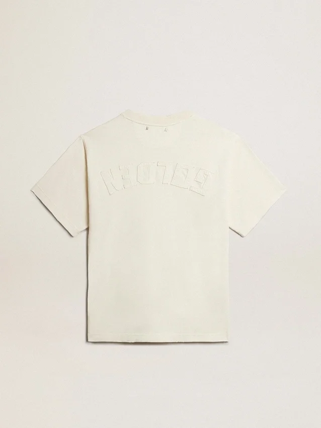 Maglietta in bianco invecchiato con logo rovesciato sul retro - Capsule in jersey