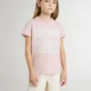 Maglietta rosa da bambina con stampa bianca