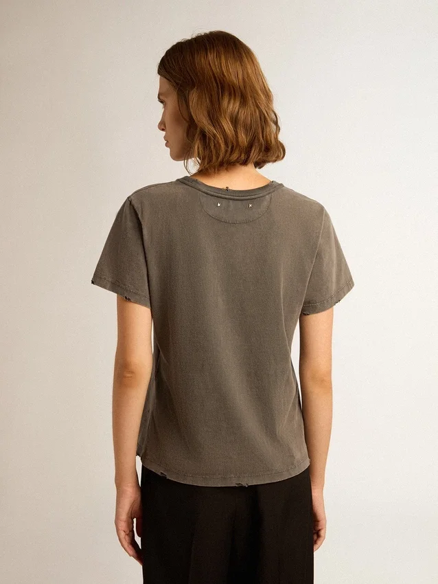 Maglietta slim fit dall’effetto consumato in grigio antracite