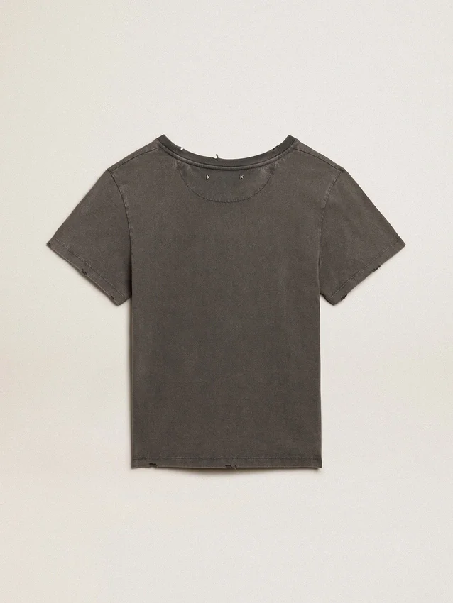 Maglietta slim fit dall’effetto consumato in grigio antracite