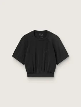 Maglietta sportiva corta da donna nera