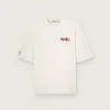 Maglietta unisex da resort in cotone bianco con stampa e logo