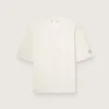 Maglietta unisex da resort in cotone bianco con stampa e logo