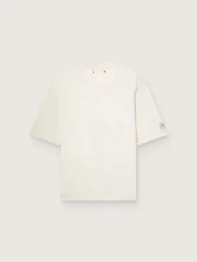 Maglietta unisex da resort in cotone bianco con stampa e logo