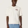 Maglietta unisex da resort in cotone bianco con stampa e logo