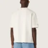 Maglietta unisex da resort in cotone bianco con stampa e logo