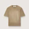 Maglietta unisex in jersey di cotone beige con logo ricamato