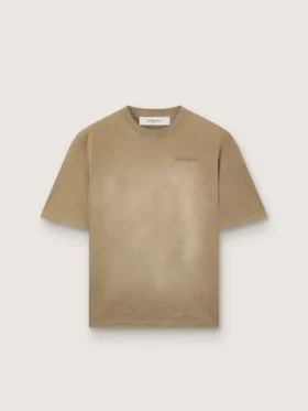 Maglietta unisex in jersey di cotone beige con logo ricamato