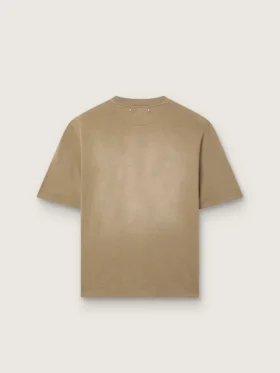 Maglietta unisex in jersey di cotone beige con logo ricamato