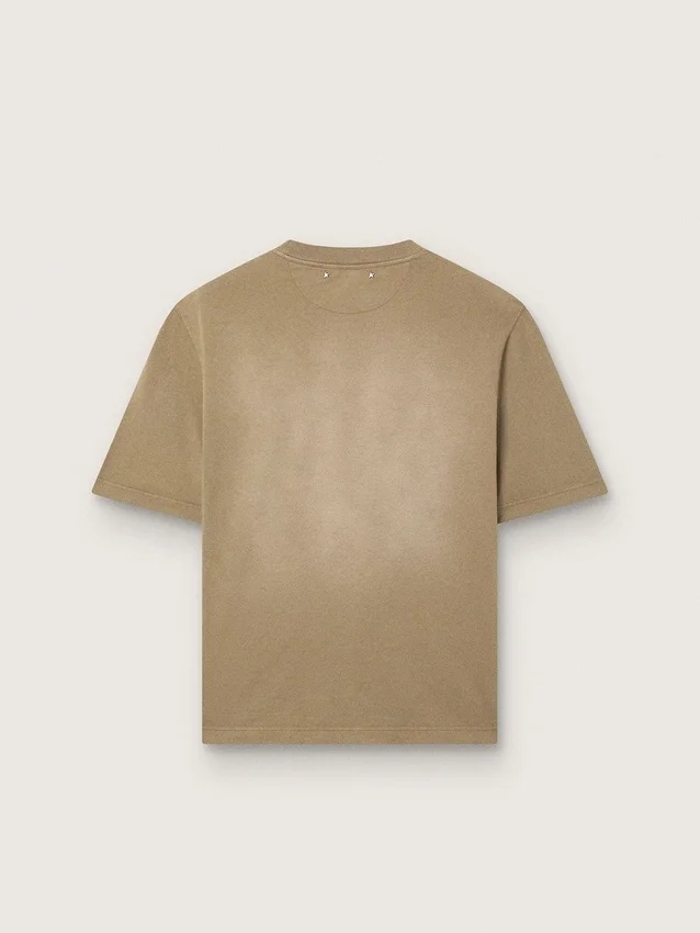 Maglietta unisex in jersey di cotone beige con logo ricamato