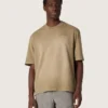 Maglietta unisex in jersey di cotone beige con logo ricamato