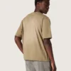 Maglietta unisex in jersey di cotone beige con logo ricamato