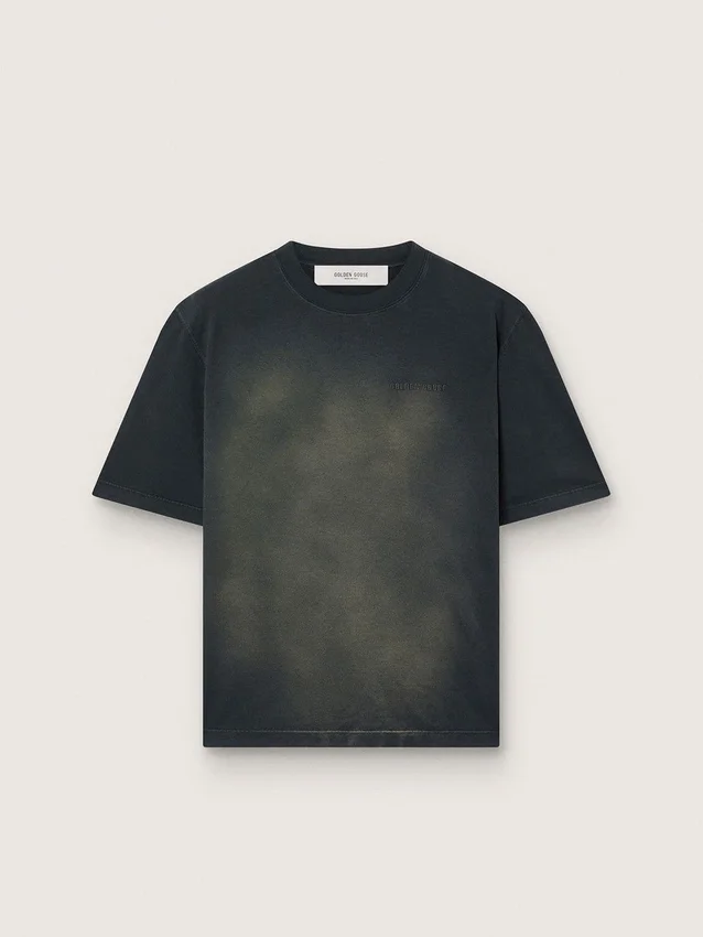 Maglietta unisex in jersey di cotone nero con logo ricamato