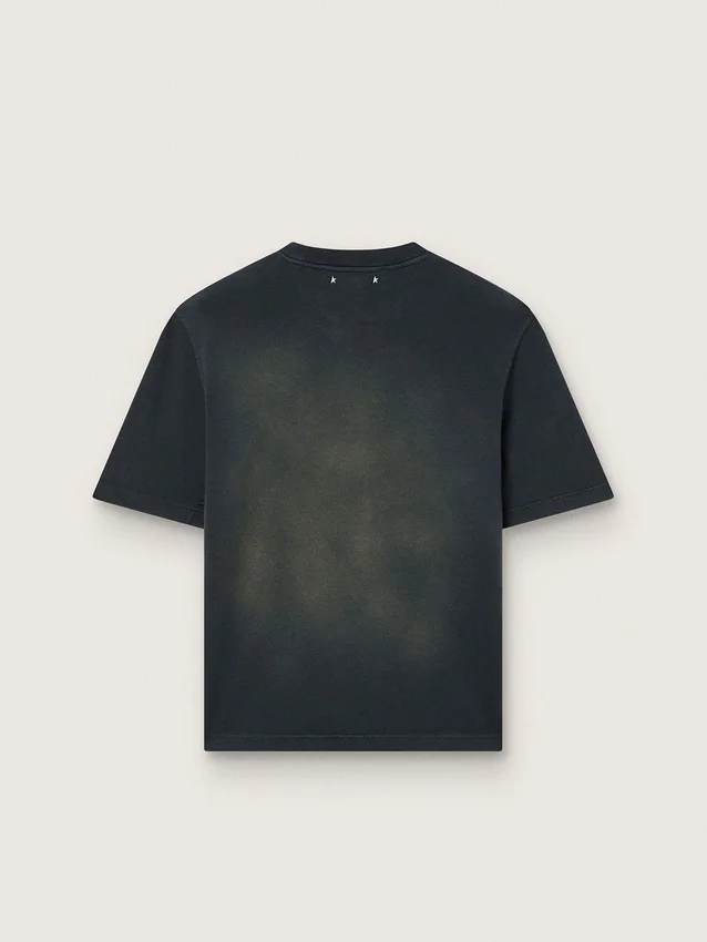 Maglietta unisex in jersey di cotone nero con logo ricamato
