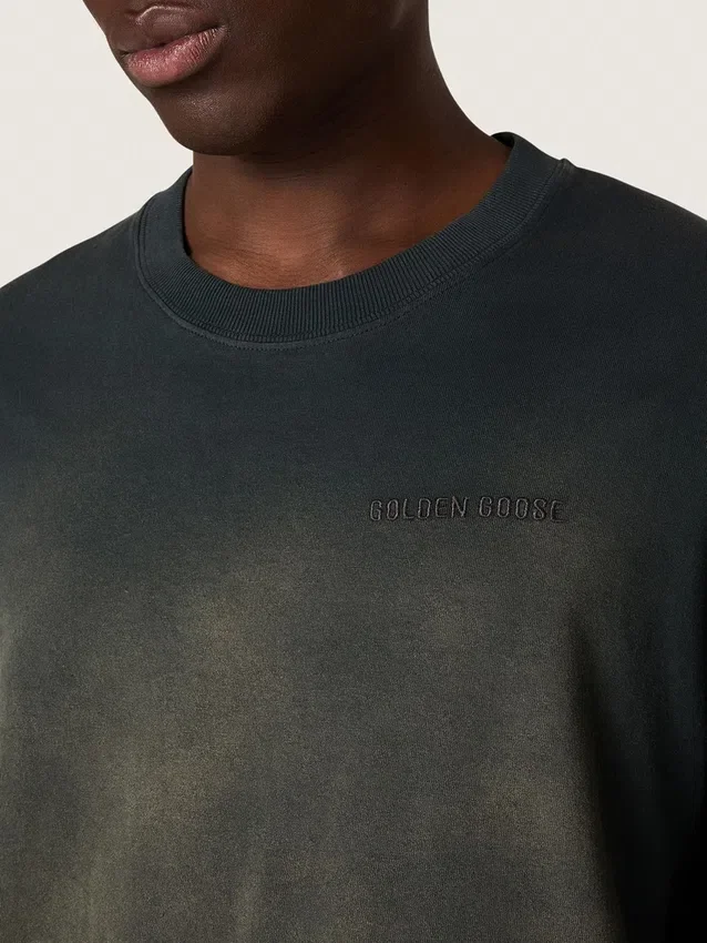Maglietta unisex in jersey di cotone nero con logo ricamato