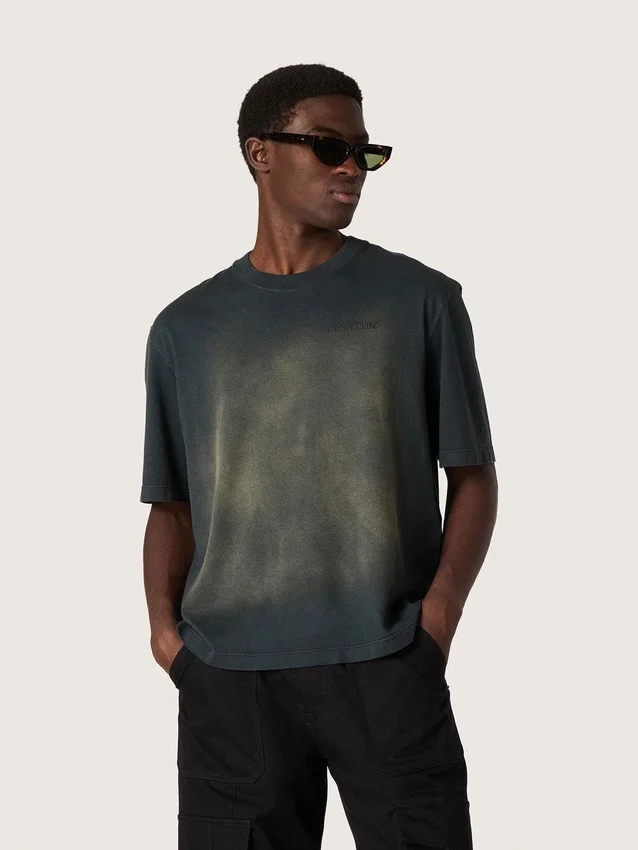 Maglietta unisex in jersey di cotone nero con logo ricamato