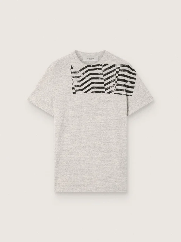 Maglietta unisex in jersey grigio melange con stampa bandiera