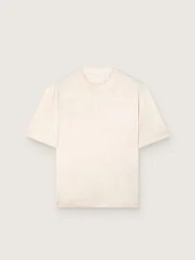 Maglietta unisex Star in cotone bianco vintage con stampa nera sul retro