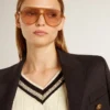 Maglione corto da donna con motivo a trecce, bordi a costine blu e cristalli