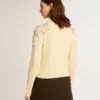 Maglione corto da donna effetto "worn-white" con cristalli decorativi