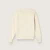 Maglione da bambina Golden in filato di cotone bianco con ricamo della mascotte