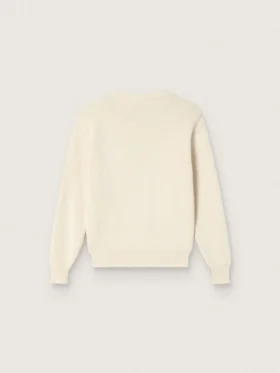 Maglione da bambina Golden in filato di cotone bianco con ricamo della mascotte