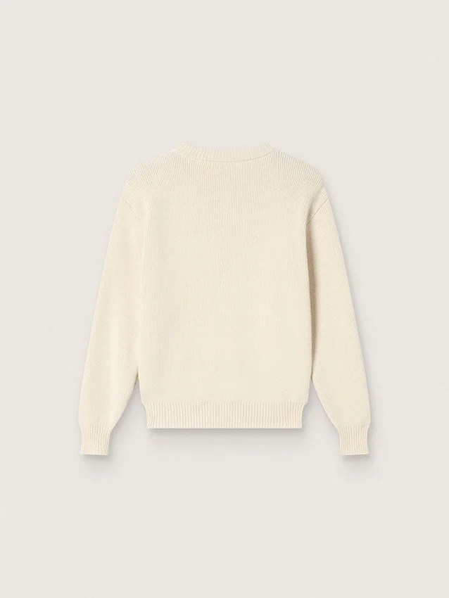Maglione da bambina Golden in filato di cotone bianco con ricamo della mascotte